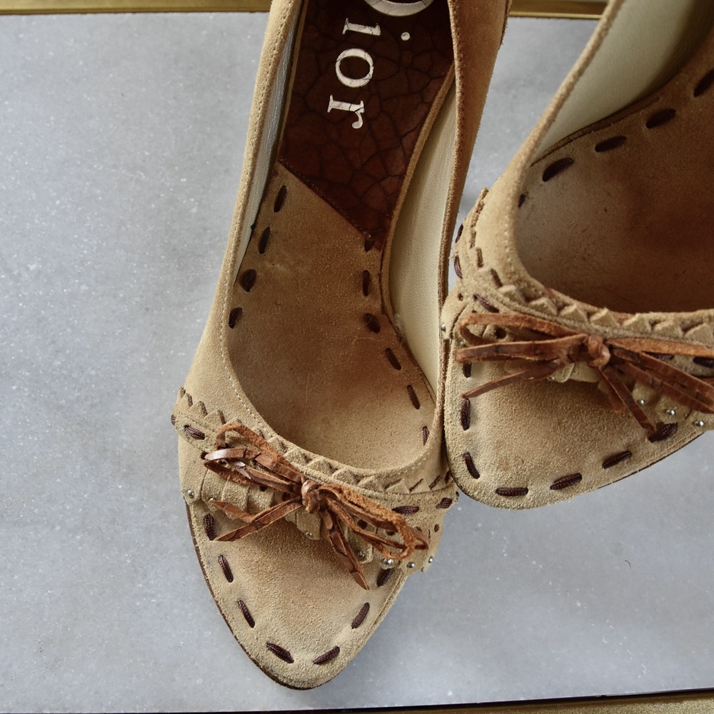 🌻Dior🌻 Suede Open-Toe Moccasin Heel - Picture 3 of 15